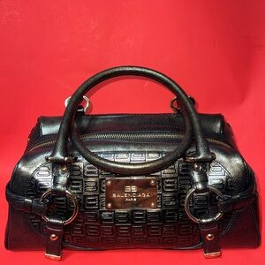 Balenciaga Black Embossed Satchel Bag